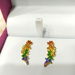 Multi Color Gem stone on Sterling Silver earrings